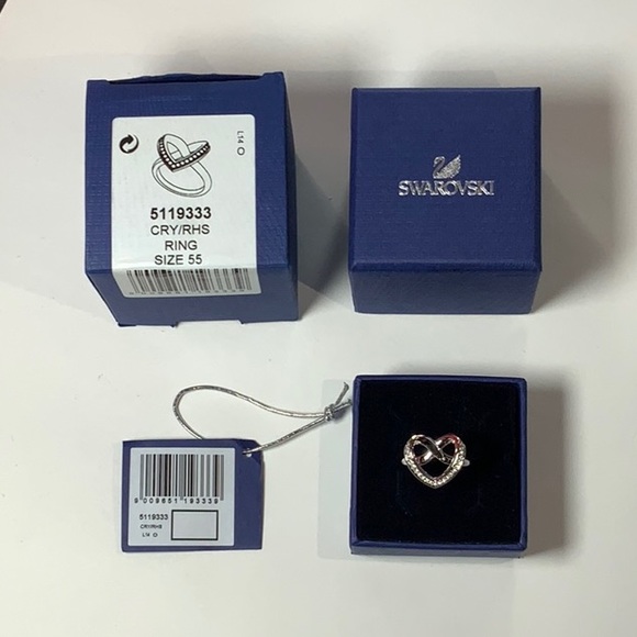 Woman’s Swarovski ’Cupidon’ Rhodium Ring Size M 55 - Picture 4 of 5